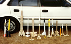 Some of my fleet in 1992. The two on the left belonged to Rex. Mesa, Jul 1992.